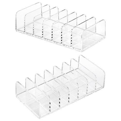 Hipiwe 2 Packs Mail Organizer Plastic Cash Tray for Desk - 7 Slots File Organizer Clear Desktop Bill Divider Holder for Paper Envelope Document Book Money Eyeshadow Makeup Palette