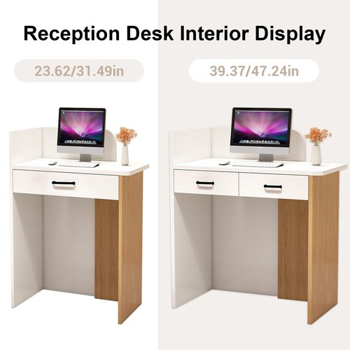 MINGRUIYU Wood Reception Desk, Modern Front Desk Reception Counter, for Restaurant Bar Counter, Company, Barbe