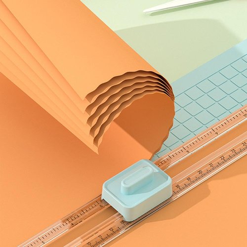 4-in-1 Bidirectional Paper Cutter, Portable Paper Photo Trimme, Paper Cutter for Craft with Straight Line, Dotted Line, Wavy, Crease Blade Head, Multi-Function Scrapbooking Tool for Craft Projects