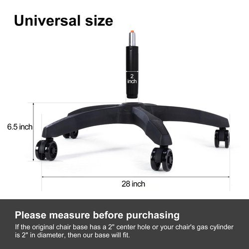 Frassie Gaming Chair Base Replacement with 5 Casters, Nylon Heavy Duty Desk Office Chair Wheel Base Part (Black)