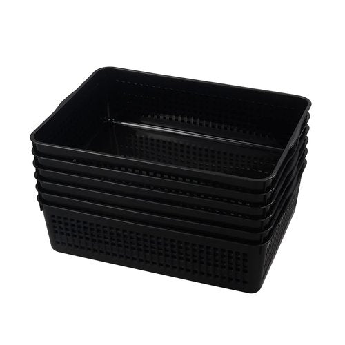 Joyeen 6 Pack Plastic Storage Paper Trays, Shallow Basket for Classroom Office Home