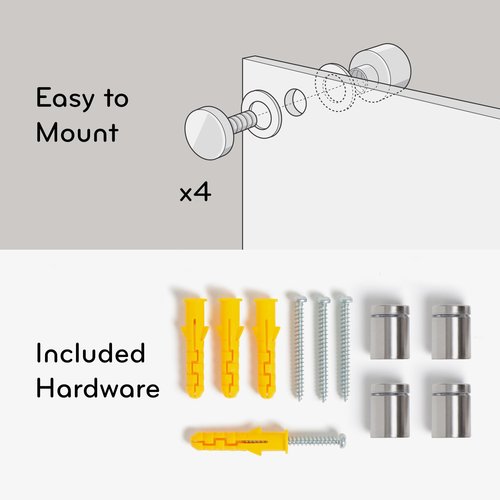U Brands Glass Dry Erase Board, 35"x23", Black Surface with Silver Grommets, Frameless, Includes Marker with Built-in Eraser
