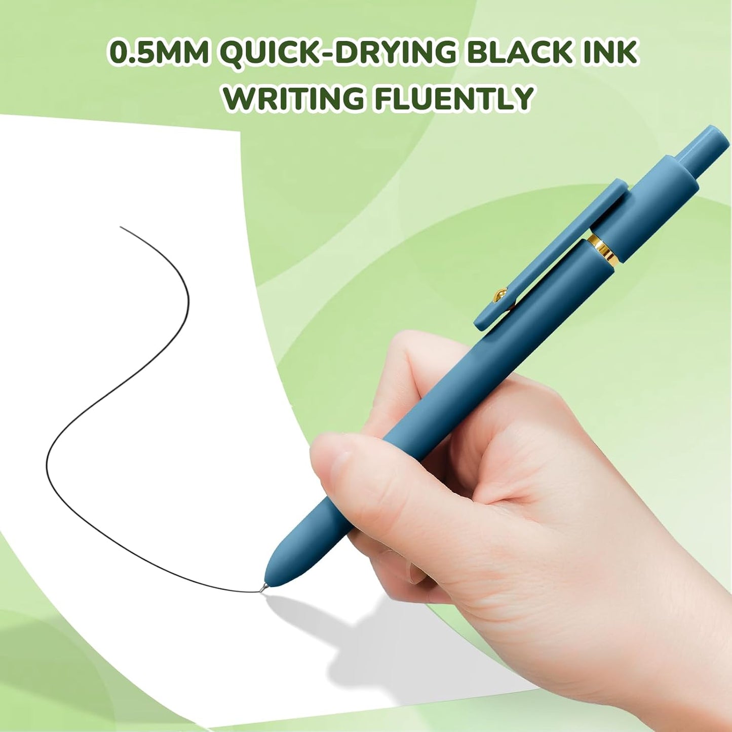 UIXJODO Gel Pens - 6 Pcs Fine Point Black Ink Pens for Smooth Writing | High-End Retractable Design