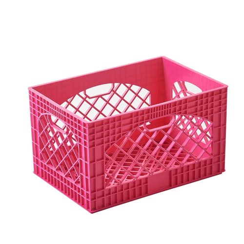 J&V TEXTILES 2 Pack Stackable Crates for Office Storage and Classroom Organization, 16, 24 Quart (Pink)