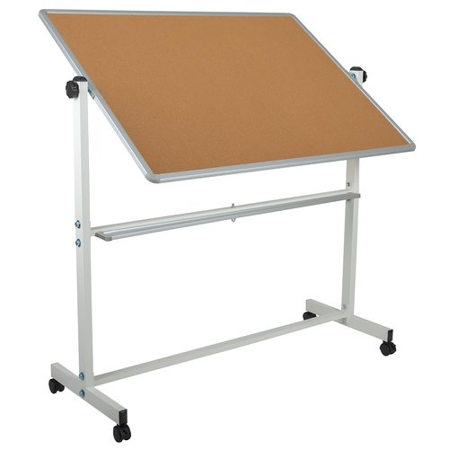Flash Furniture HERCULES Series 45.25"W x 54.75"H Double-Sided Mobile White Board with Pen Tray