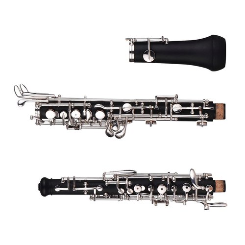 Professional Oboe C Key Semi-Automatic Style Silver-Plated Keys Woodwind Instrument with Oboe Reed Case Carry Bag Cleaning Cloth Mini