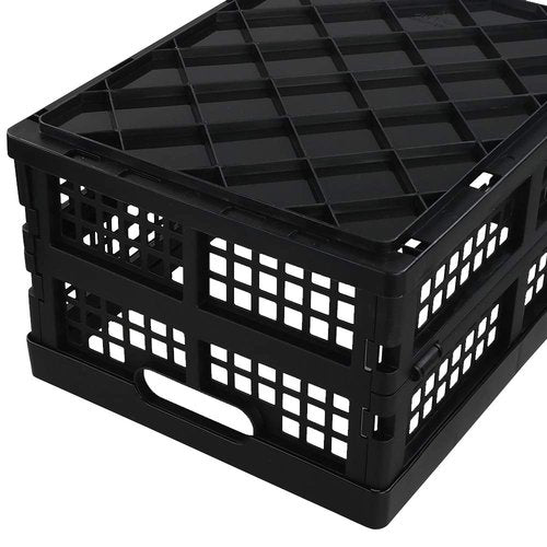 Utiao Black Collapsible Storage Bins, Folding Crate, Plastic Milk Crate, 3 Packs