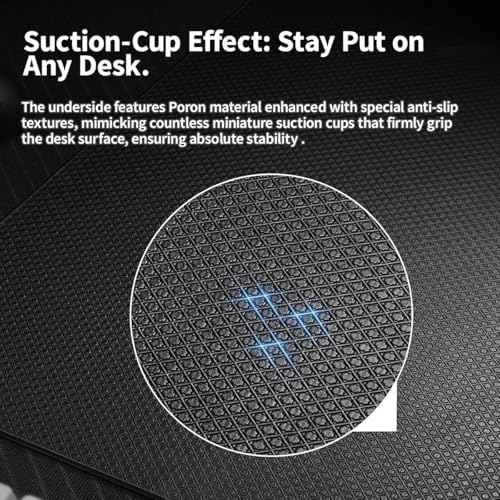 Tempered Glass Gaming Mouse Pad Ultra-Thin Desk Mat Anti-Scratch Wear-Resistant 450 * 400 * 1.8mm Large Competitive Mouse Pads Ultra-Smooth Micro-Etched Surface Anti-Slip Silicone Base (Black)
