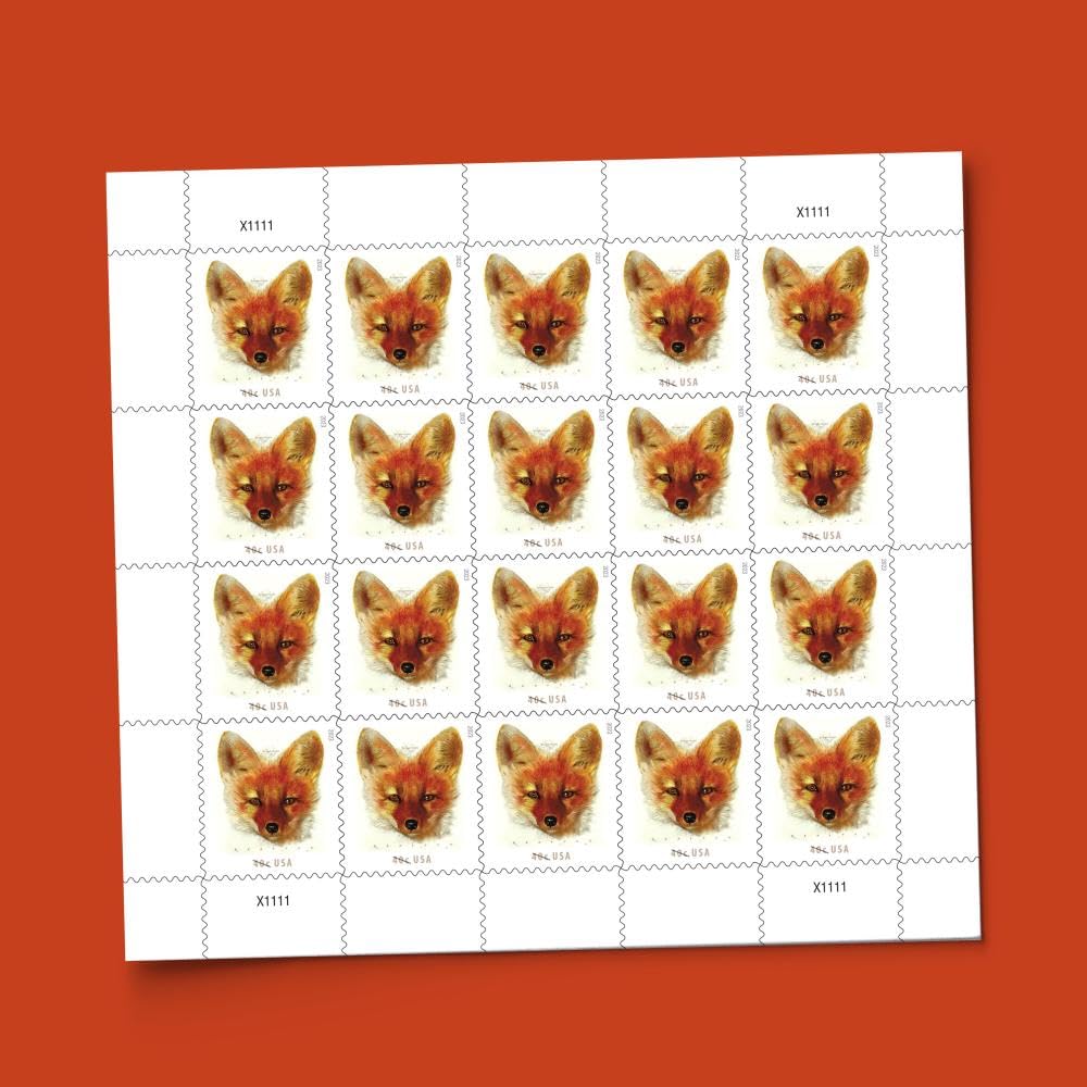 Red Fox 2023 40-Cent (Sheet of 20) Definitive Denominated Mail-Use Additional Postage Stamps