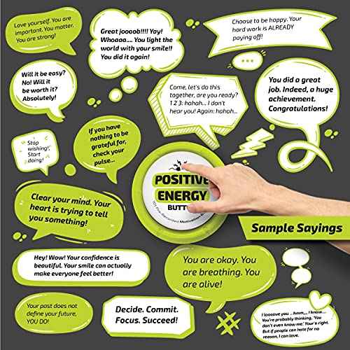 Positive Energy Sound Button | Fully Loaded | 101 Pre-Recorded Motivation Boosters | Positive Thinking Easy | Fun Novelty Gag Inspirational Gift | Cool Desk Decor Gadget