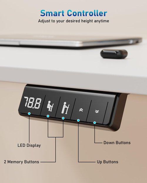 Xyndyx Small Height Adjustable Electric Standing Desk, 31.5" x 23.6" Sit Stand up Desk with Splice Board, Ergonomic Rising Computer Home Office Desk Table with Memory Preset, White Frame/White Top