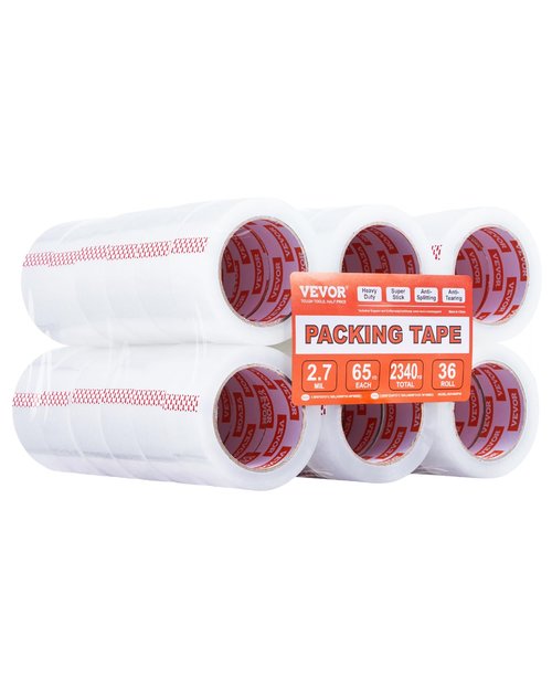 VEVOR Clear Packing Tape, 3 inches Core, 36 Rolls 1.88 Inches x 65 Yards Packing Tape, 2.7 Mil Thick, Heavy Duty Packaging Tape Designed for Moving, Storage and Packing, Shipping and Mailing, Office