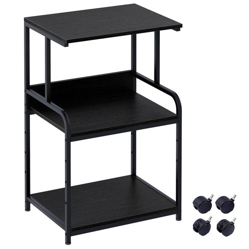 Arbuxzuy Printer Stand with Storage Shelf,3 Tier Printer Cart with Wheels,Mobile Printer Table for Home Office,Stands for Heat Press Scanner Fax,Industrial Style (Black)