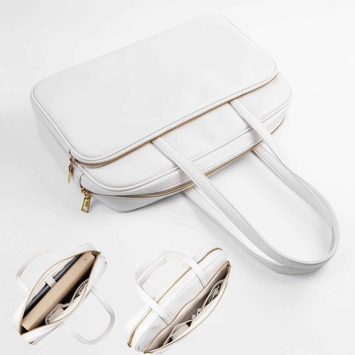 Benfan Laptop Tote for Men & Women 14Inch Computer Bags Briefcase Business Office Travel Work Handbag Carrying Bag with Large Front Pocket Color White