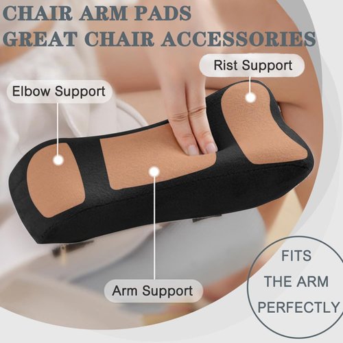 Shapeazy 2 Pack Office Chair Armrest Pads Covers,Arm Rest Pad with Memory Foam Elbow Pillow for Forearm Pressure Relief, Arm Rest Covers for Office Chairs, Wheelchair, Comfy Gaming Chair (Black)
