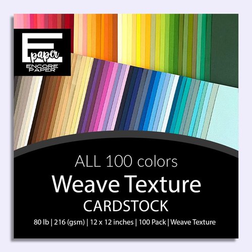 ENCORE TEXTURED CARDSTOCK COMPLETE VARIETY PACK—12x12 Textured Cardstock | 80lb Textured COMPLETE VARIETY PACK Scrapbook Paper | Premium Cardstock for Cricut Cutting | 100 Sheets