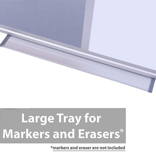 DexBoard 48"x36" Large Magnetic Combo Board - Dry Erase Whiteboard & Grey Bulletin Board Combination | Framed Corkboard & Magnetic Whiteboard for Office, Classroom, Home | Durable Aluminum Frame