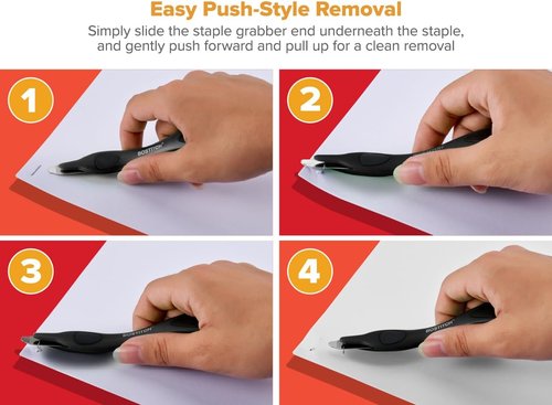 Bostitch Office Easy Staple Remover - Magnetic Tip for Effortless Removal | 3-Pack (40000M-BLK-3PK)