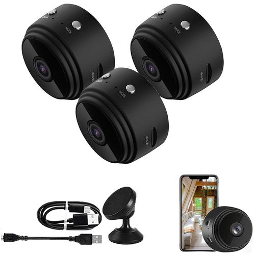 CIKSONT Secret Security Camera, Hidden Camera Wireless, Mini Wire-Free Monitor with Night Vision Function, WiFi Camear Outdoor Wireless 1080p HD (Black, 3)