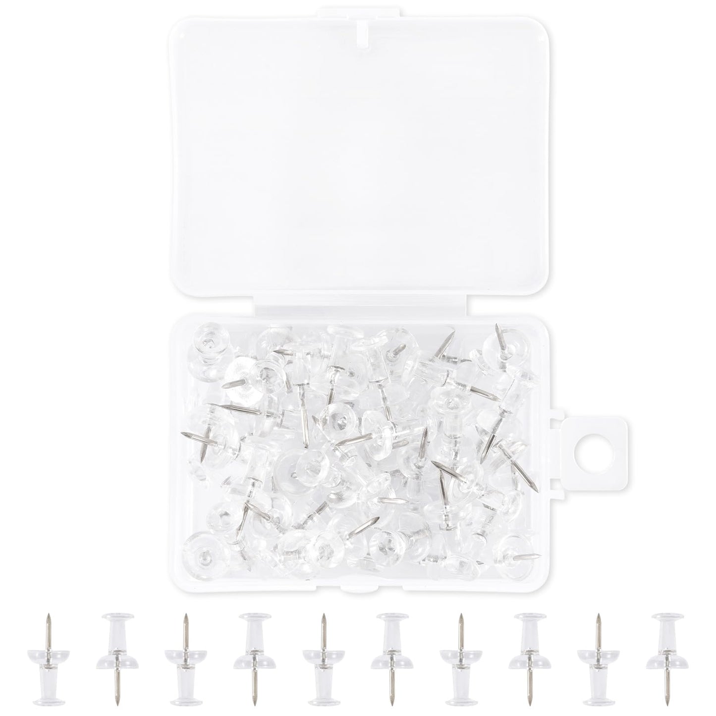 AMUSIGHT 60Pcs Clear Push Pins for Bulletin Board