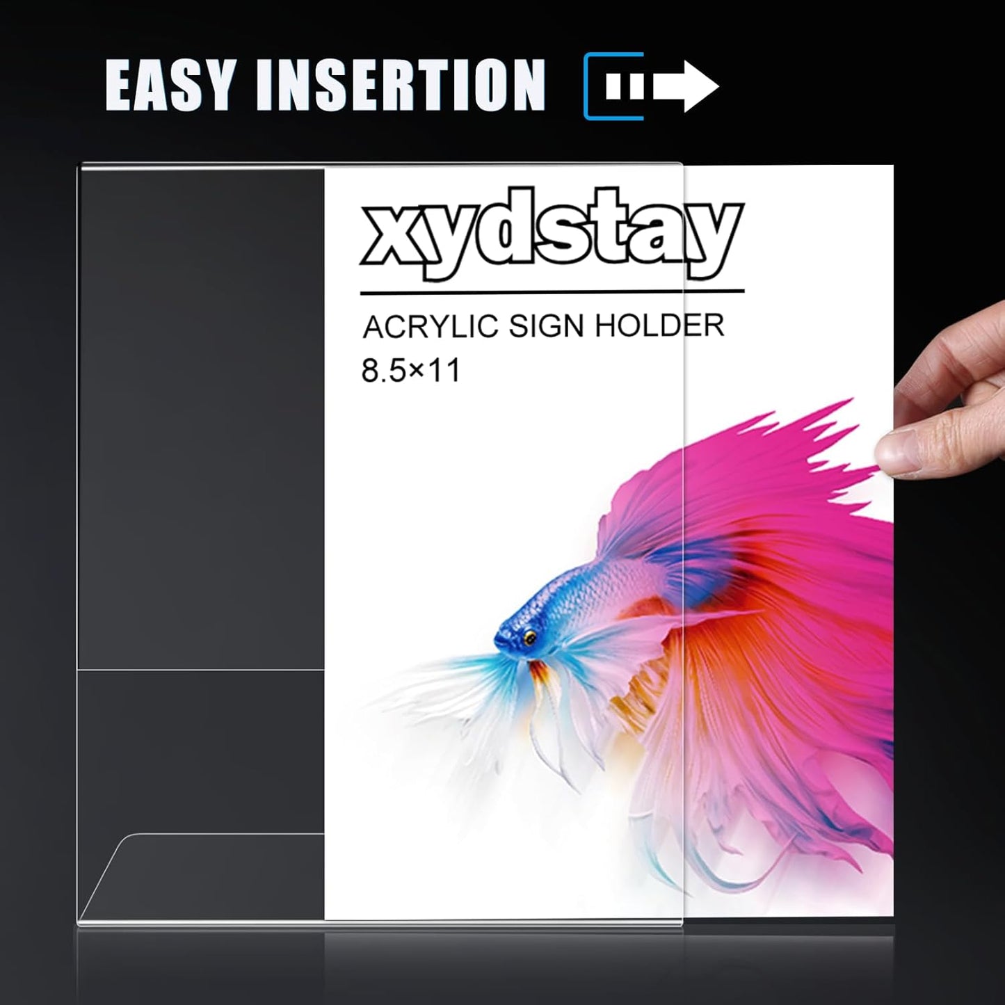 Xydstay 12-Pack Acrylic Menu Holders - Unbreakable L-Shape Clear Plastic Sign Holders | 8.5x11 for Restaurant & Home Use