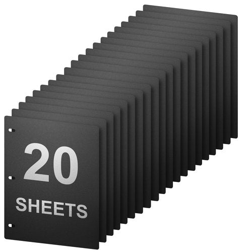 Full Page Flat Sheet Lifters & Page Protectors for Letter Size 11" x 8.5", 3 Hole Binder Separators for Binder Page Protectors, Family Tree, Photo Albums Helps You Turn The Page Better (Black 20 PCS)