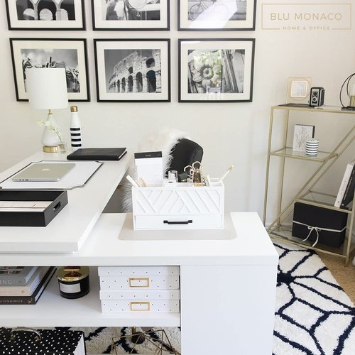 BLU MONACO Stylish White Wooden Pen Holder for Desk: Keep Pens, Markers, and More Organized. With 6 Storage Compartments and a Drawer. Pencil Holder, Marker Storage, and Desk Organizers