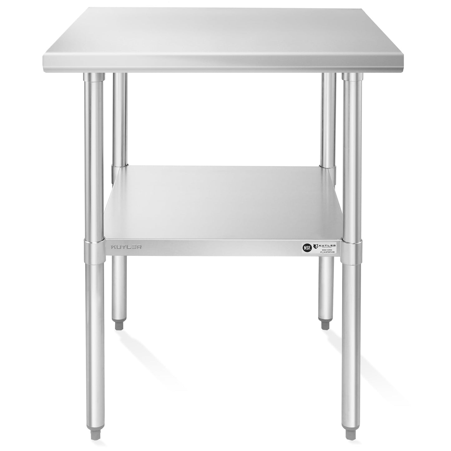 KUTLER Stainless Steel Table 24 x 12 Inches, NSF Heavy Duty Commercial Kitchen Prep and Work Table with Undershelf for Restaurant, Hotel, Home