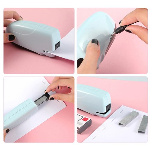 YDuupxe Electric Stapler Electric Automatic Stapler Desktop Office Supplies Desk Stapler Blue Pink (Blue)