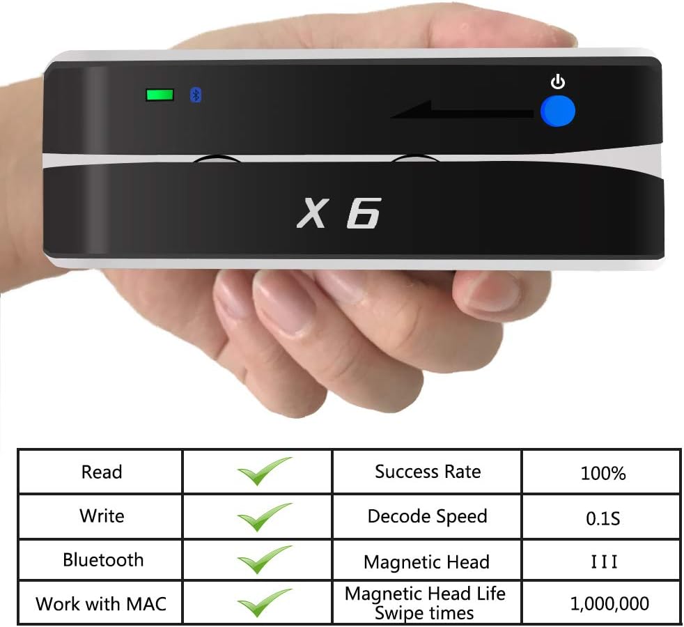 X6BT VIP Bluetooth Card Reader - Versatile POS Swipe Encoder for Easy Transactions