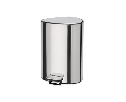 Joseph Joseph EasyStore Luxe Stainless Steel 5 Liter Pedal/1.3 Gallon Trash Can with Bin Liner Storage, Soft-Close Lid, Removable Inner Bucket, for Bathroom, Bedroom, Office