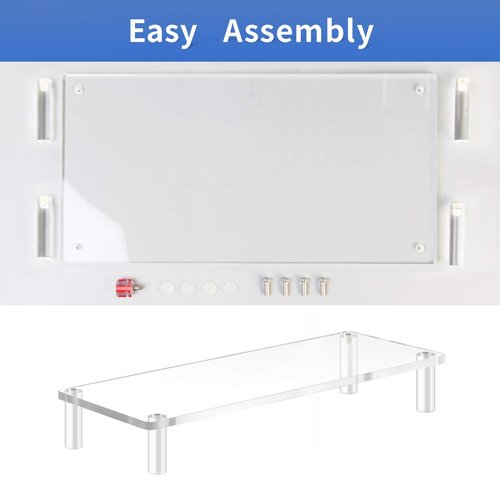 YestBuy 20x7.5 Acrylic Monitor Stand Riser, Clear Computer Stand for Laptop, iMac, Pc, Printer, Desktop Ergonomic,Desk Riser Work from Home Accessories Office Supplies Platform Save Space