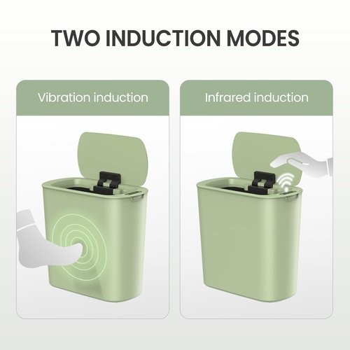 Cesun Automatic Motion Sensor Bathroom Trash Can with Lid, 2.6 Gallon Touchless Trash Bin, Smart Plastic Slim Garbage Can Small Green Wastebasket for Toilet, Office, rv, Bedroom, Living Room