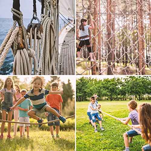 Natural Jute Rope 1 Inch x 50 Ft - Heavy Duty 900 LB Strength, Twisted Hemp Rope for Crafts, Porch Swings, Tug of War, Deer Hunting, Nautical Decor, Landscaping & Home DIY Projects