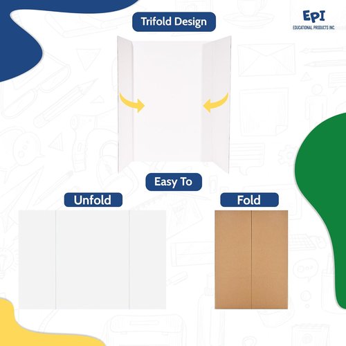 EPI Tri-Fold Cardboard Display Board - Large 32"x48" Yellow Presentation Boards | 24 Pack for School & Business Use