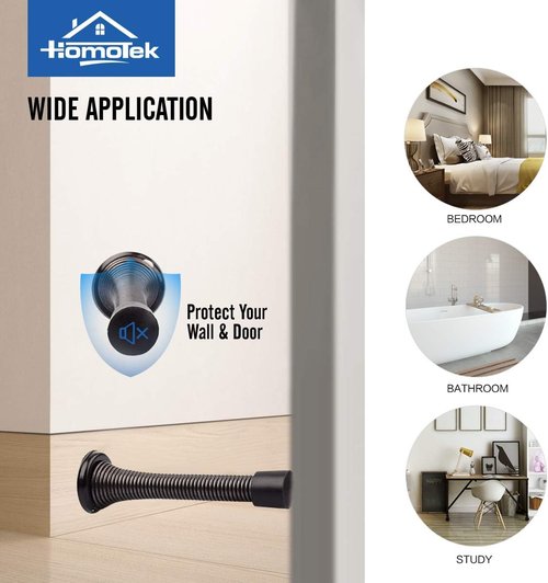 HOMOTEK 30 Pack Heavy Duty Oil Rubbed Bronze Spring Door Stops - Flexible Design with Rubber Bumper Tips