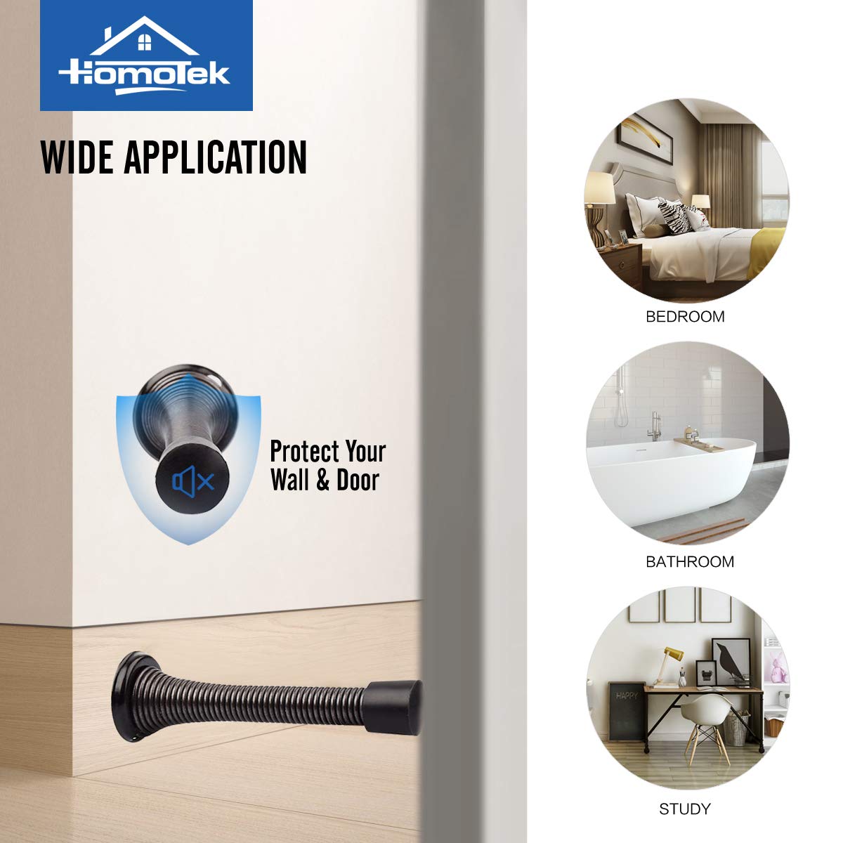 HOMOTEK 30 Pack Oil Rubbed Bronze Spring Door Stops,3-1/8” Heavy Duty Door Stop - Flexible Spring Door Stopper with Low Mounted Black Rubber Bumper Tips