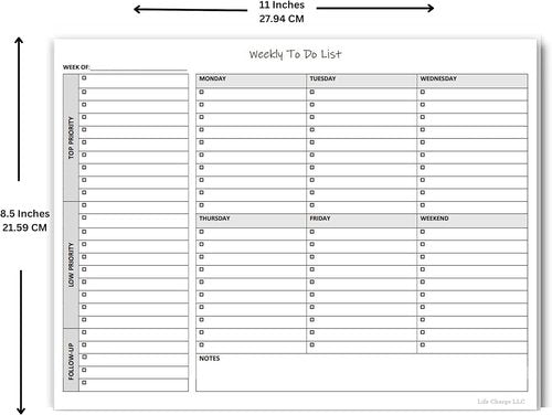 Weekly To Do List Notepad, 60 Page Task Planning Pad w/Daily Checklist, Priority Todo Checkbox & Notes. Desk Notebook to Organize Office 11 X 8.5