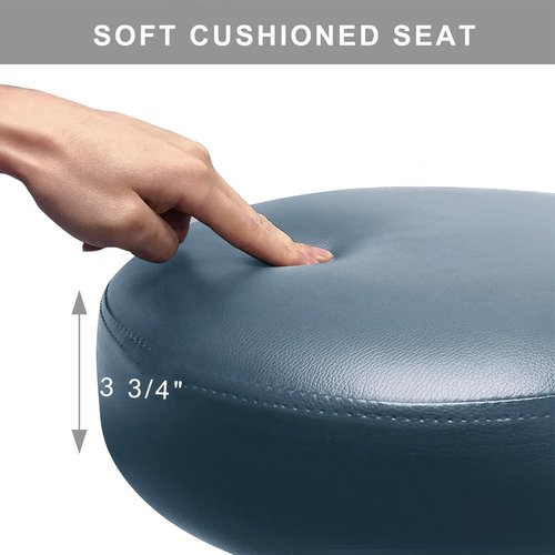 CoVibrant Heavy Duty Garage Stool with Ergonomic Backrest - Lockable Rubber Wheels & High Footrest, 360° Swivel, Adjustable Height for Work Shop Workbench, 350lbs Capacity (Blue, 26"-31")