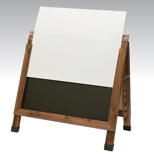 Excello Global Products A-Frame Combo, Chalkboard and Coroplast Poster Holder, 18x24, Rustic Brown