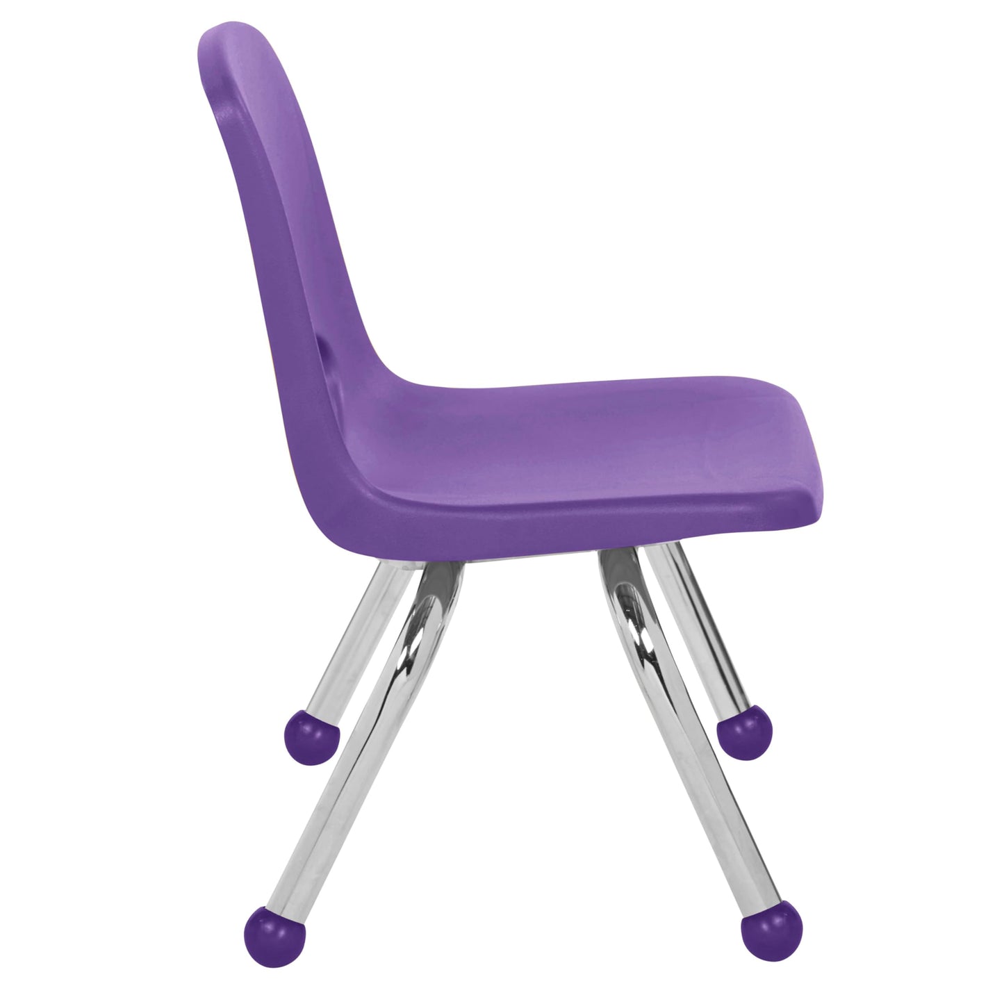 FDP 10" School Stack Chair,Stacking Student Seat with Chromed Steel Legs and Ball Glides For In-Home Learning or Classroom - Purple (6-Pack), 10355-PU
