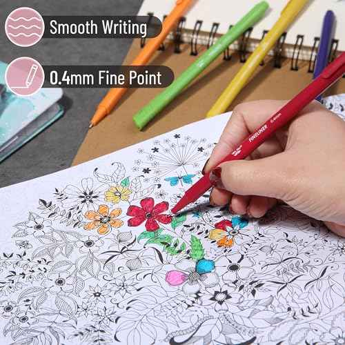Mr. Pen- Fineliner Pens Colored, 12 Pack, Ergonomic Triangular Colorful Barrels, 0.4mm Fine Liner Pens
