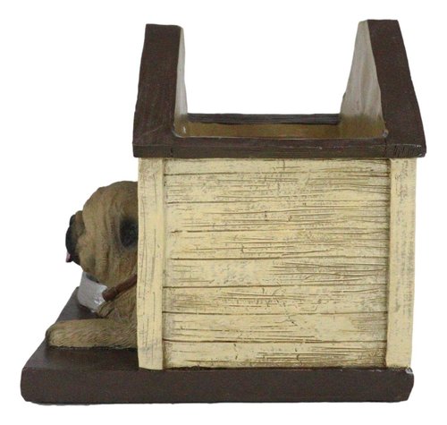 Ebros Gift Adorable Pugsie Puppy Pug Dog Sitting in Doghouse Kennel with Treat Bowl Stationery Pen Pencil Holder Caddy Organizer Figurine Pet Pal Labradors Collectible for Desk Study Office