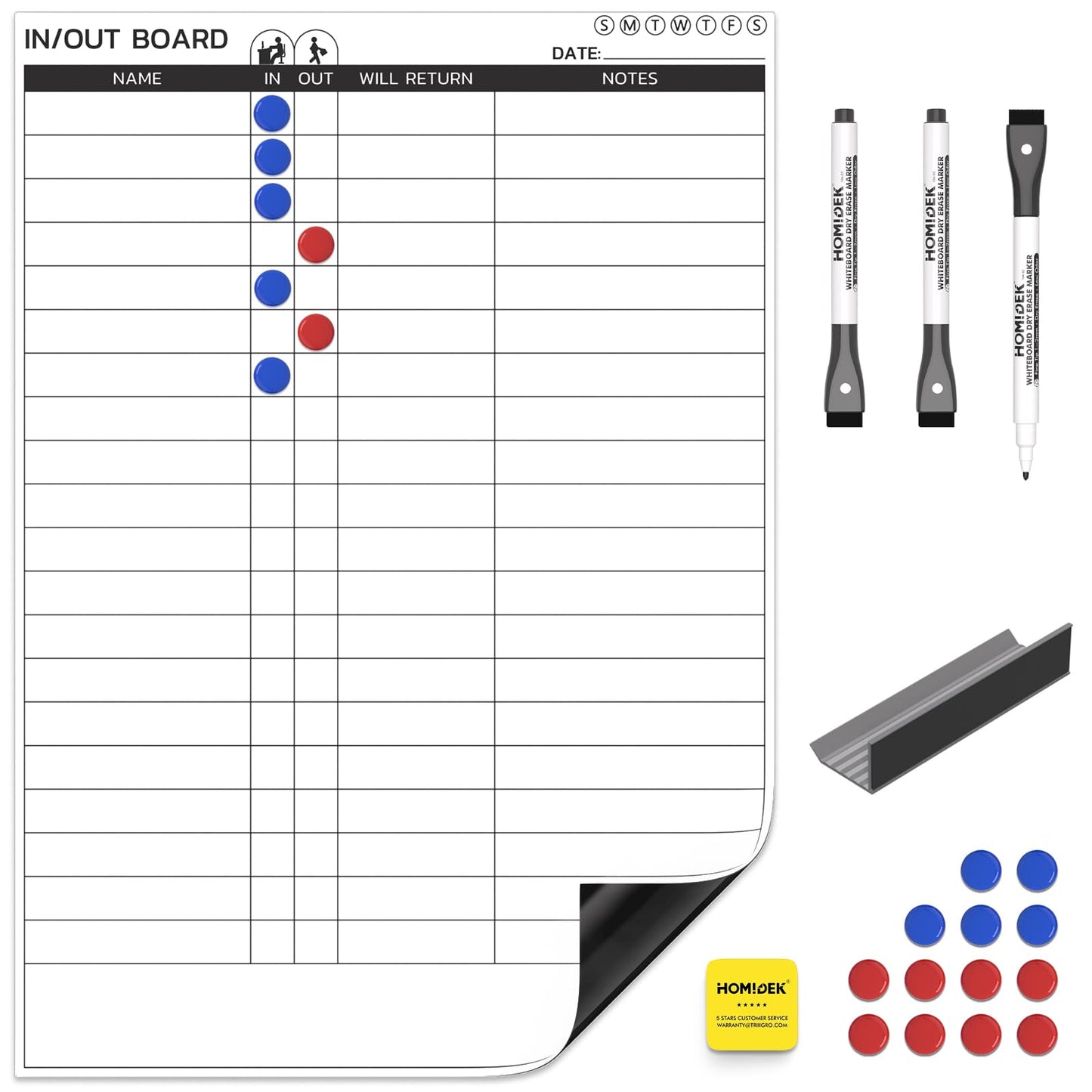 HOMiDEK in and Out Magnetic Backing Dry Erase Planner Board for Office Employee