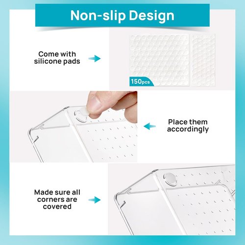 28 PCS Clear Plastic Drawer Organizer Set,4 Sizes Desk Drawer Divider Organizers and Storage Bins for Non-Slip Storage Containers for Makeup, Jewelries, Bedroom，Kitchen Utensils and Office(28)