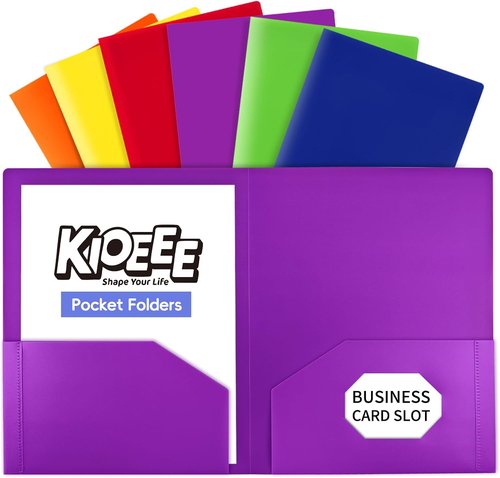 Heavy Duty Plastic Folders with Pockets by [Brand Name] - 6 Pack, Fits Letter Size Paper, Assorted Colors