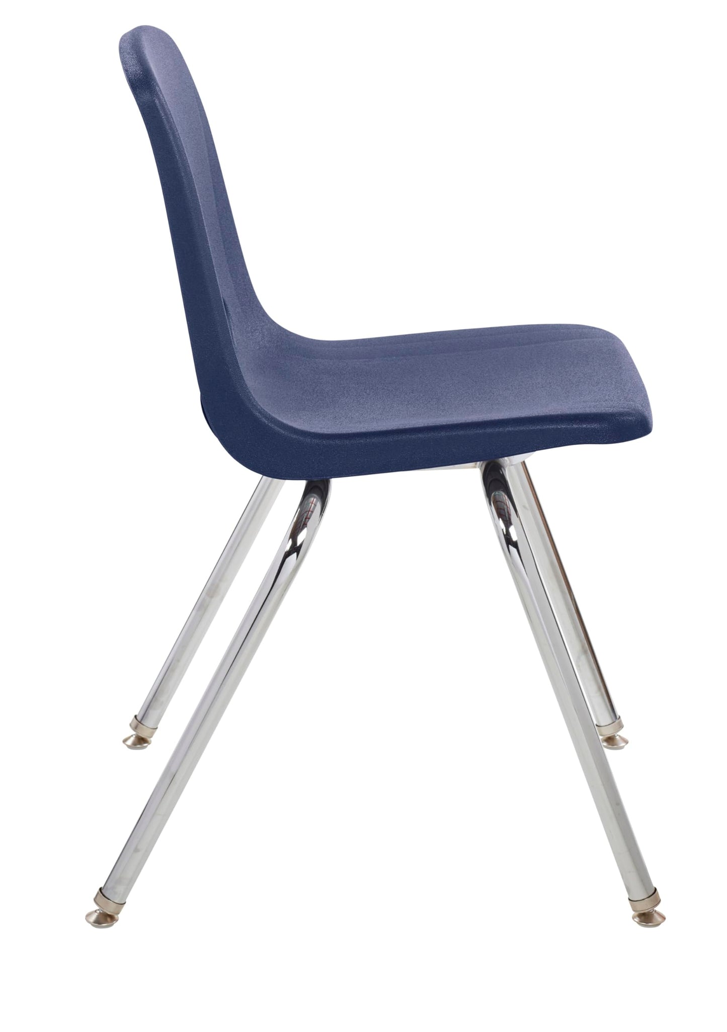 FDP 18" School Stack Chair,Stacking Student Seat with Chromed Steel Legs and Nylon Swivel Glides For In-Home Learning, Classroom or Office - Navy (4-Pack), 10384-NV