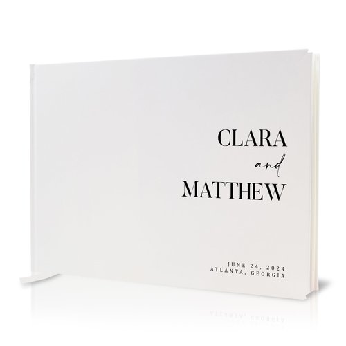 Personalized Guest Book - 11.5" x 8.5" Premium Custom Guest Signing Book with Bookmark and Blank Pages for Wedding Reception Table Decoration Engagement Birthday Party Event, Eggshell