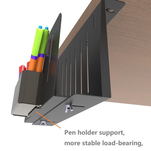 JINGCHENGMEI Desk Side Storage Organizer, Steel Under Desk Laptop Mount, Depth Adjustable Hanging File Organizer, Drilling Laptop Storage Holder with Magnetic Pen Holder for Office or Home