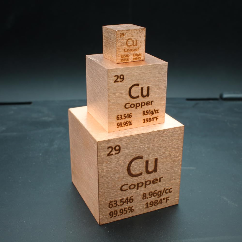99.95% Pure 1" Inch Copper Cube - Element Design with Certificate of Authenticity